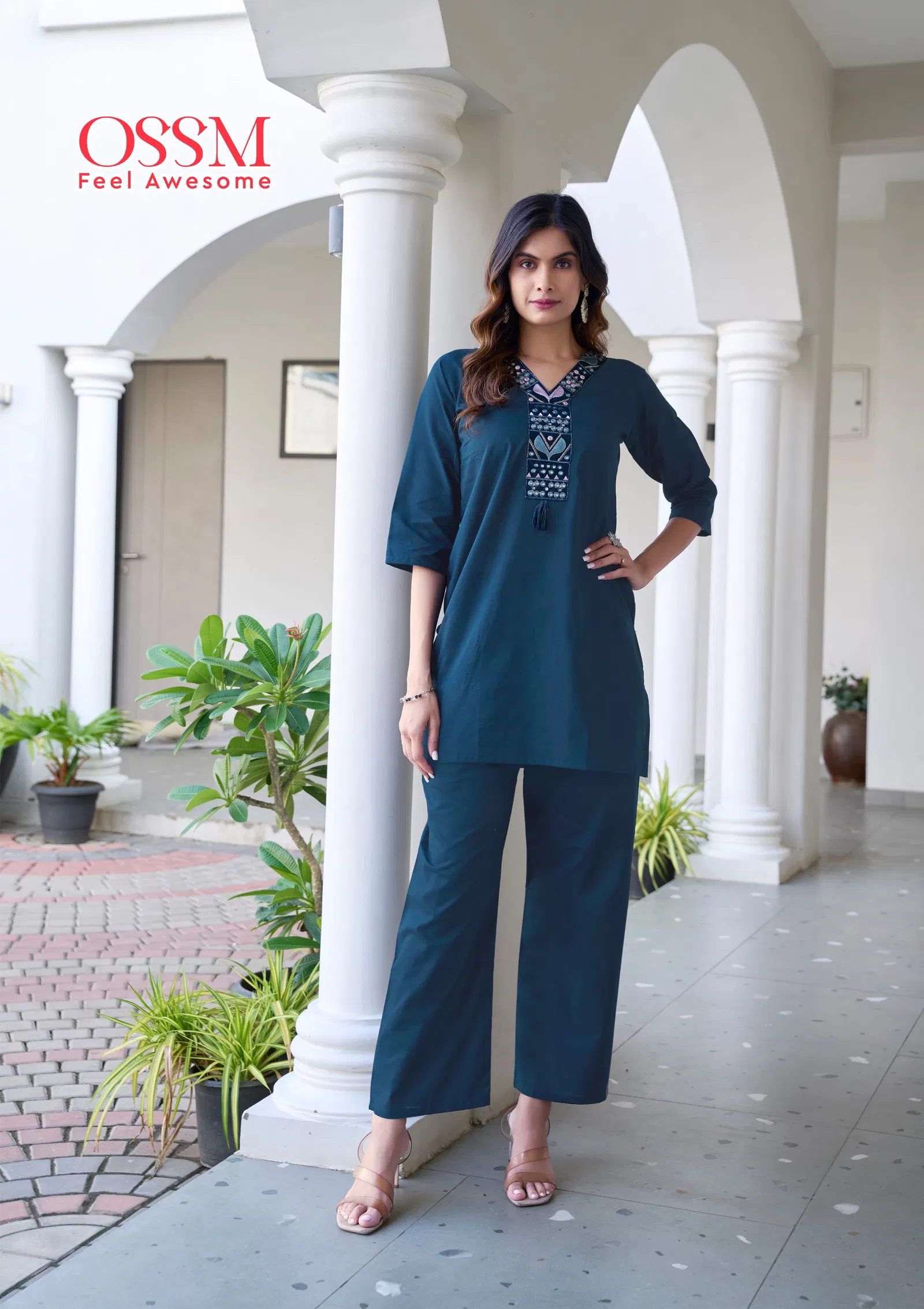 Sara by Ossm Fancy Cotton Embroidery Co Ord Set Wholesale Market In Surat